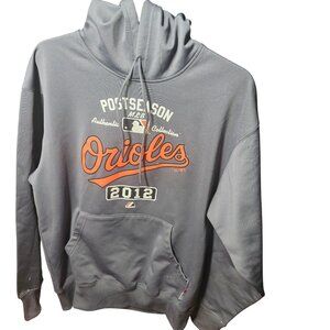 Majestic Therma Base Postseason MLB Orioles 2012 Hoodie M Gray Performance Appar